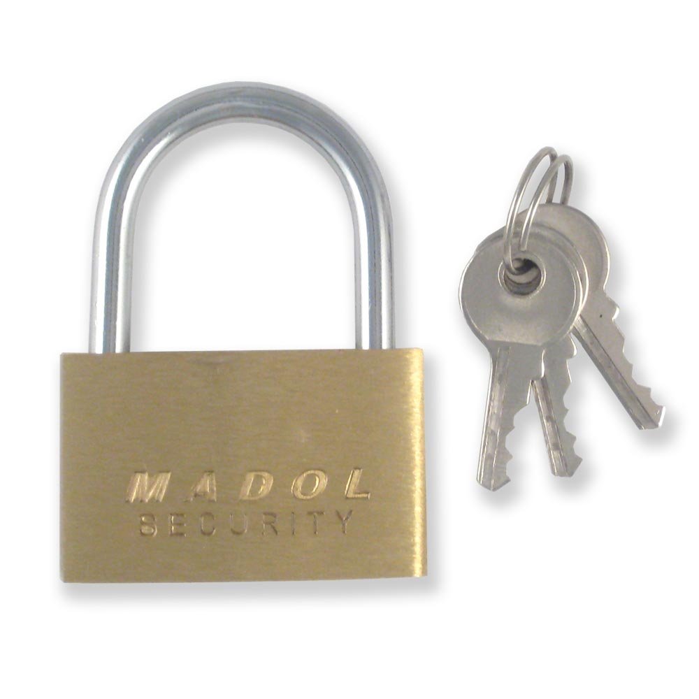25mm Brass Padlock Keyed Different with Brass Chromed Keys, Mini